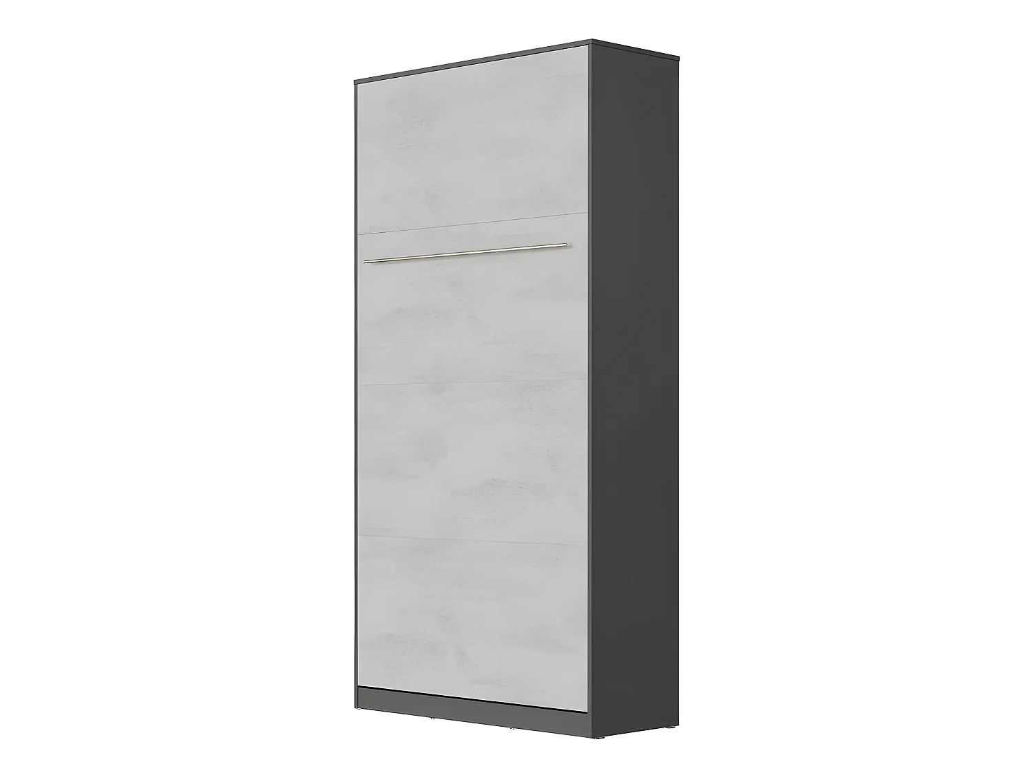 Lit escamotable +2 Placards Vertical 120x200+(50x2)cm Miroir Lit Mural Supérieur Anthracite/Béton
