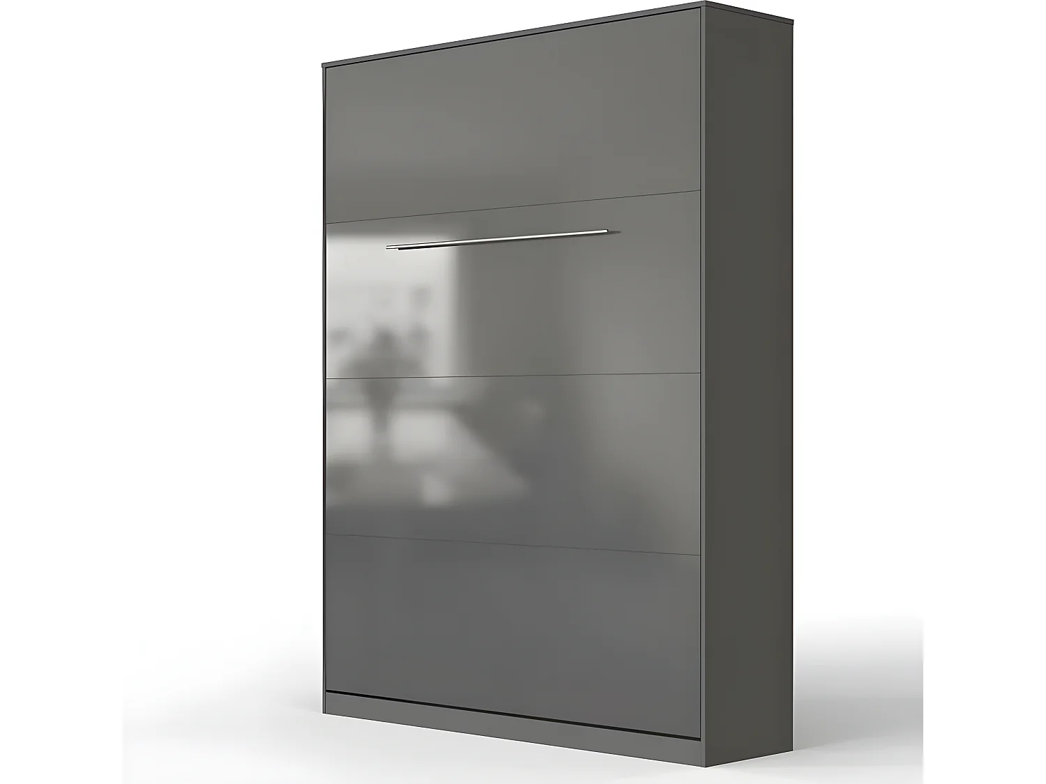 Lit escamotable +2 Placards Vertical 140x200+(50x2)cm Miroir Anthracite/Anthracite brillant