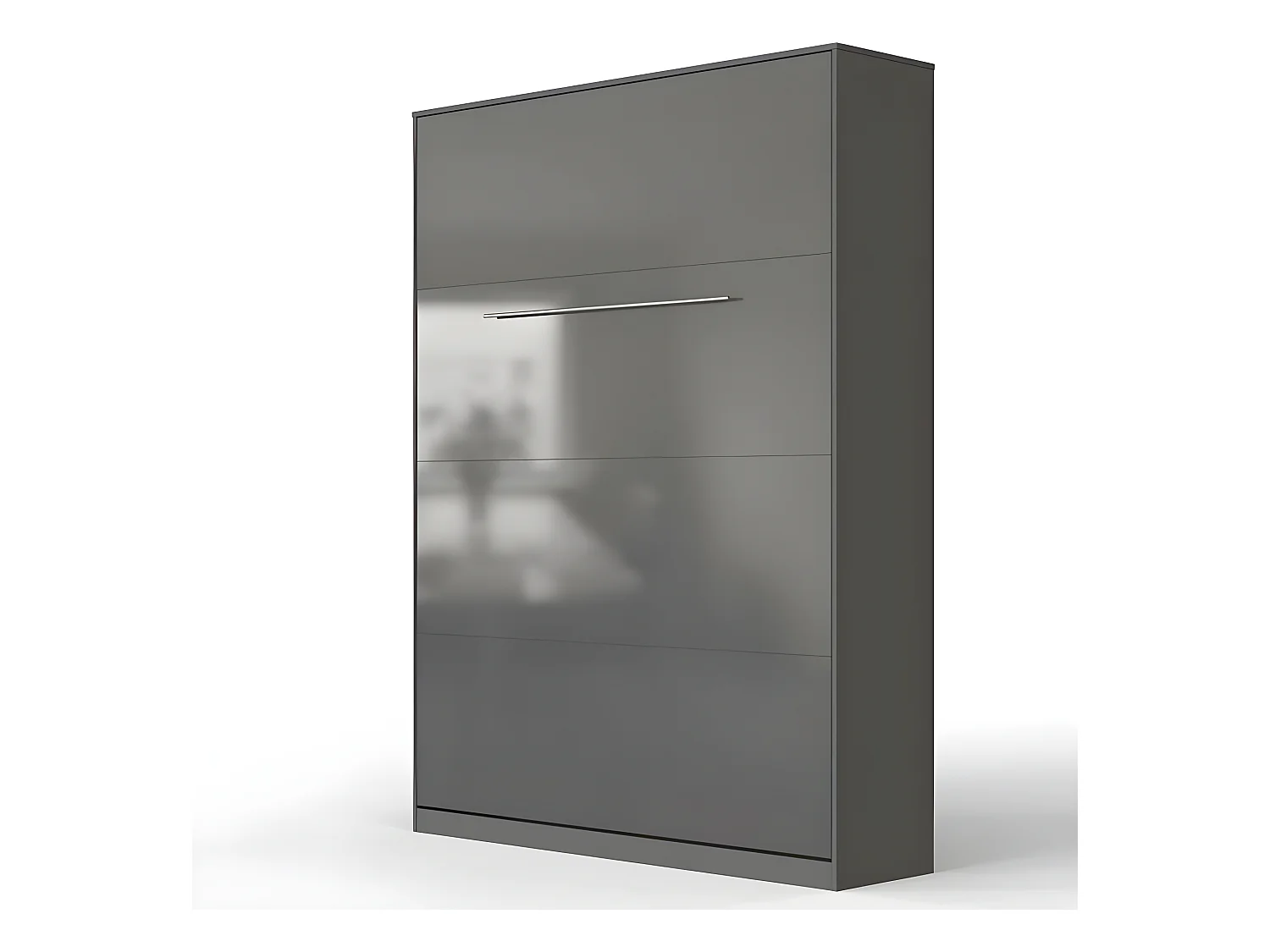 Lit escamotable +2 Placards Vertical 120x200+(50x2)cm Miroir Lit Anthracite/Anthracite brillant