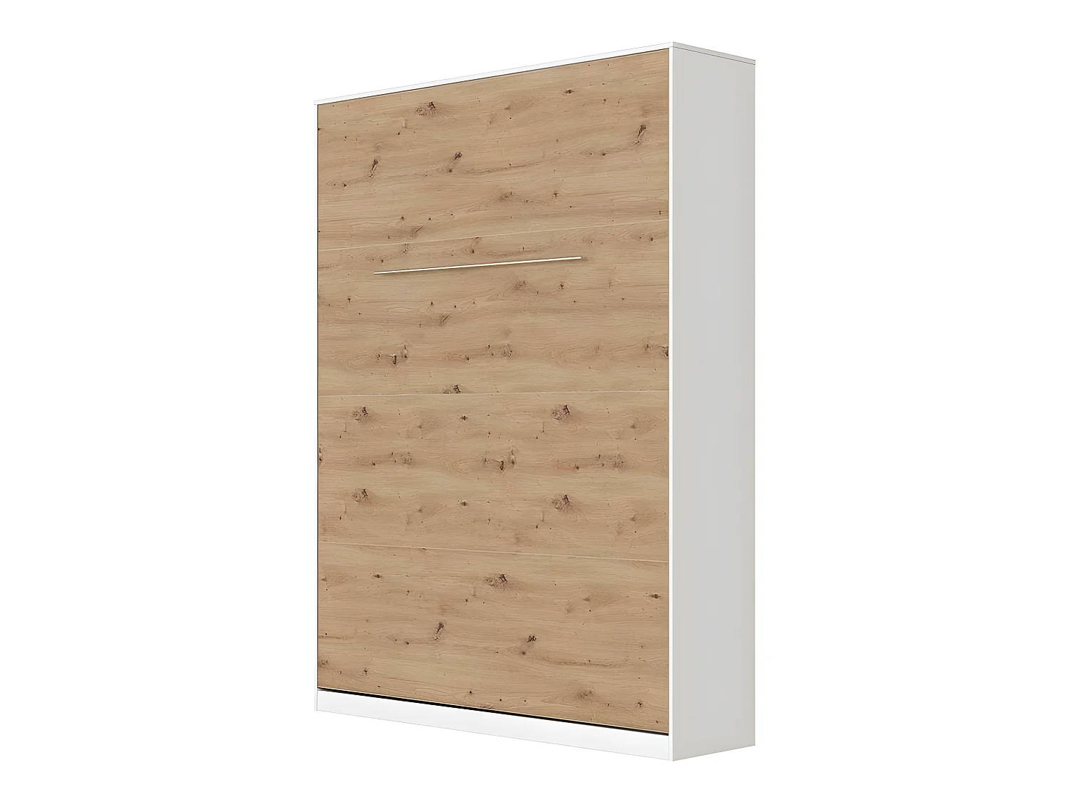 Lit escamotable +2 Placards Vertical 120x200+(50x2)cm Miroir Lit Mural Blanc/Chêne Sauvage