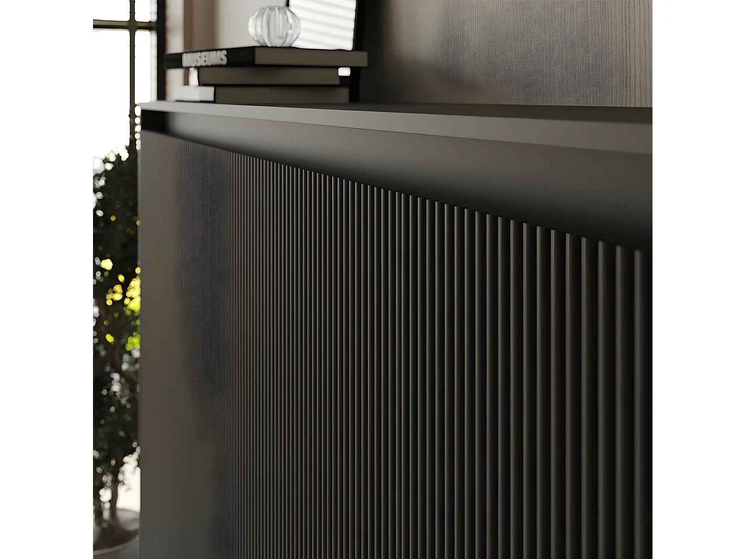 Armoire 160x200cm Horizontal Lit escamotable LUXUS Lit Rabattable Lit Mural Anthracite