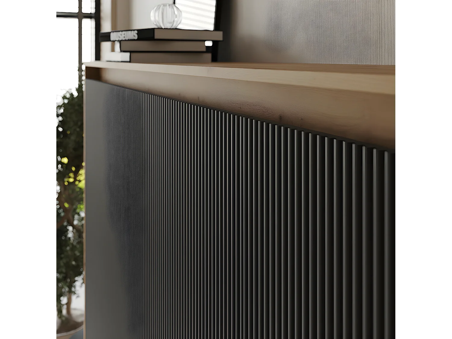 Armoire 160x200cm Horizontal Lit escamotable LUXUS Lit Rabattable Lit Mural couleur Chêne/Anthracite