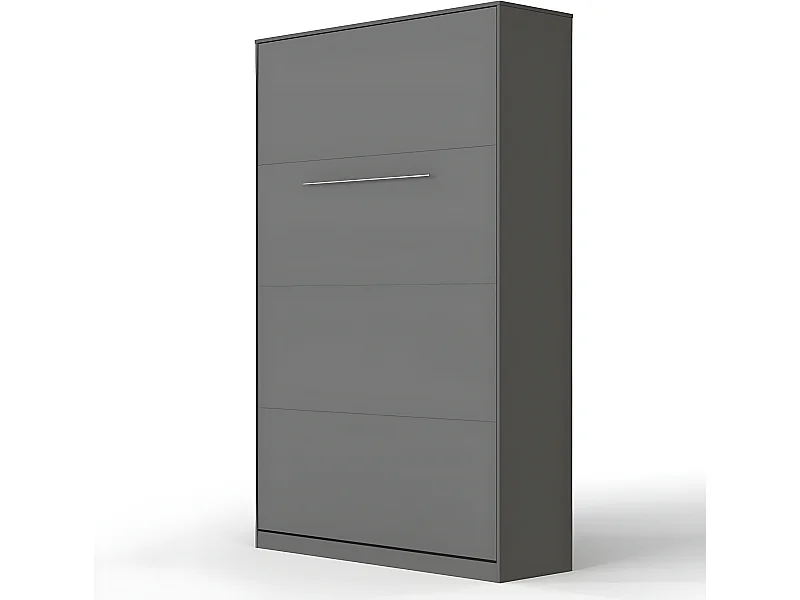 Lit escamotable +2 Placards Vertical 120x200+(50x2)cm Miroir Lit Mural Anthracite/Anthracite