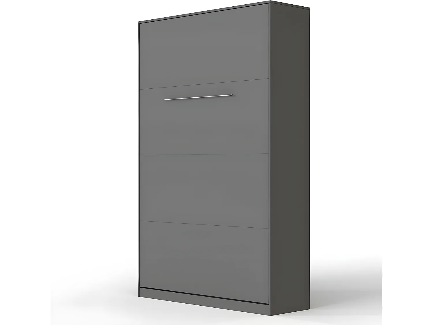 Lit escamotable +2 Placards Vertical 120x200+(50x2)cm Miroir Lit Mural Anthracite/Anthracite