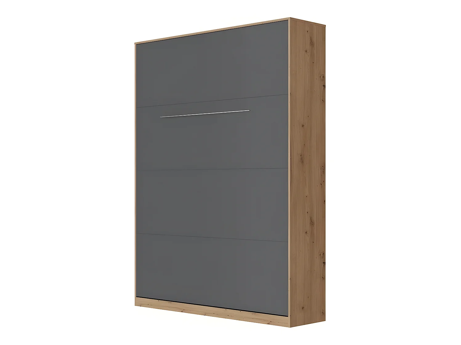 Lit escamotable +2 Placards Vertical 120x200+(50x2)cm Miroir Lit Mural Chêne Sauvage/Anthracite