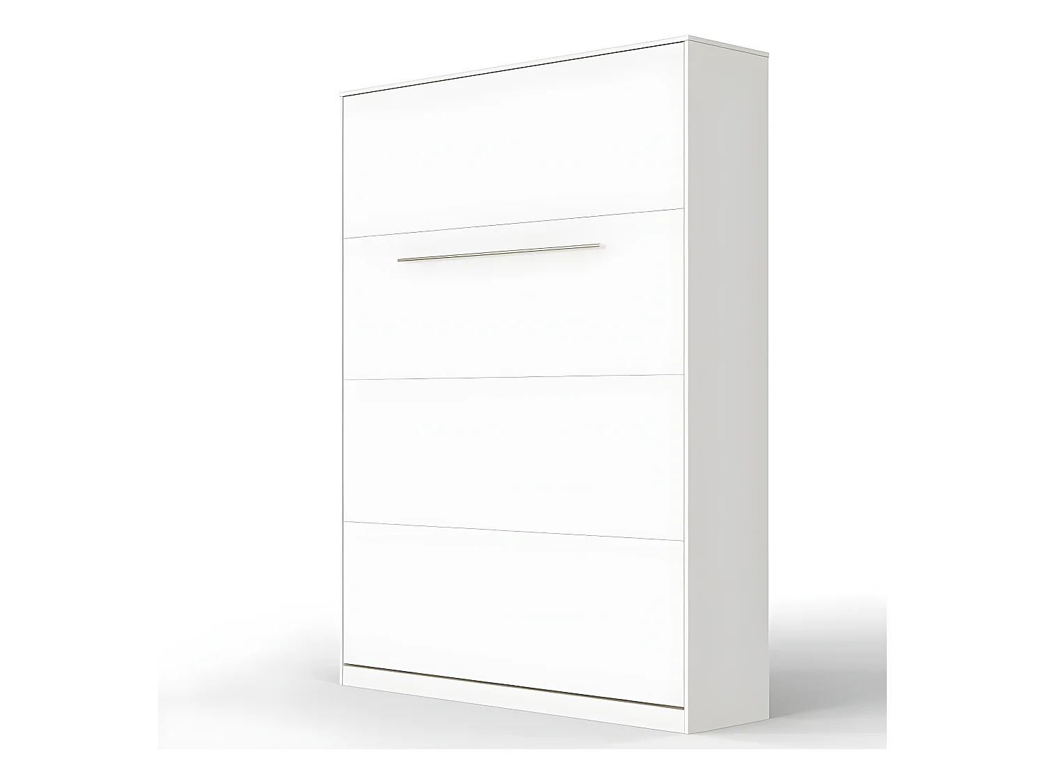 Lit escamotable +2 Placards Vertical 120x200+(50x2)cm Miroir Lit Mural Supérieur Blanc/blanc