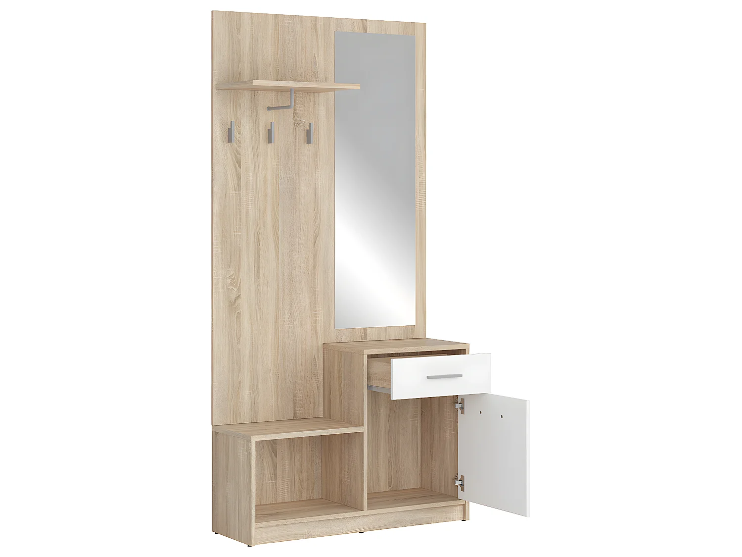 Meuble entrée Ewen Bois et Blanc