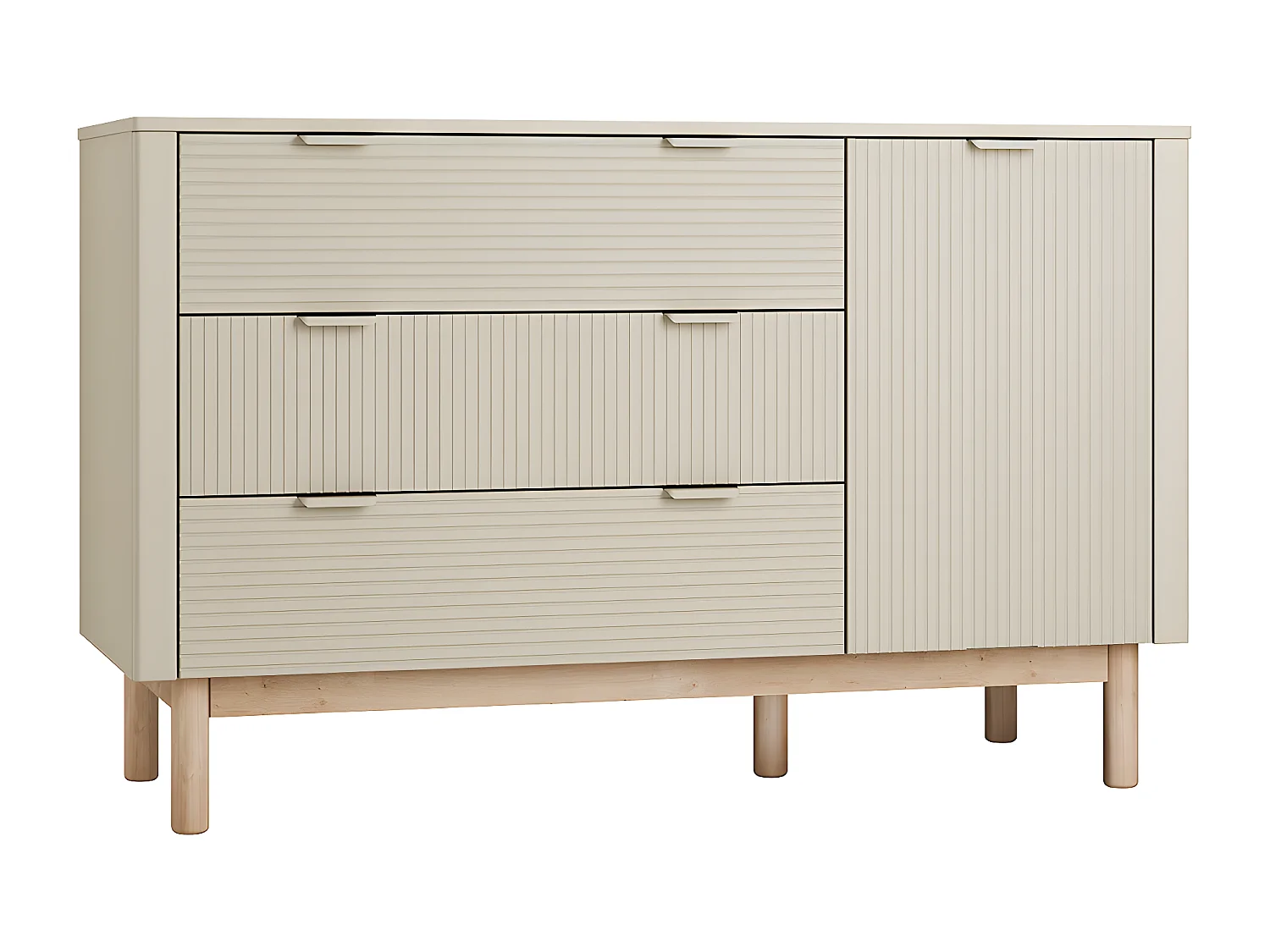 Commode 3 tiroirs 1 porte Miloo Champagne