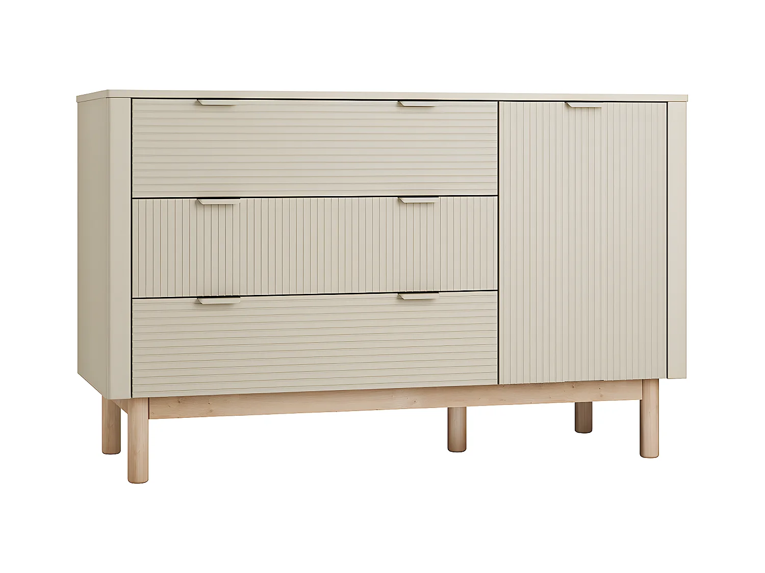 Commode 3 tiroirs 1 porte Miloo Champagne