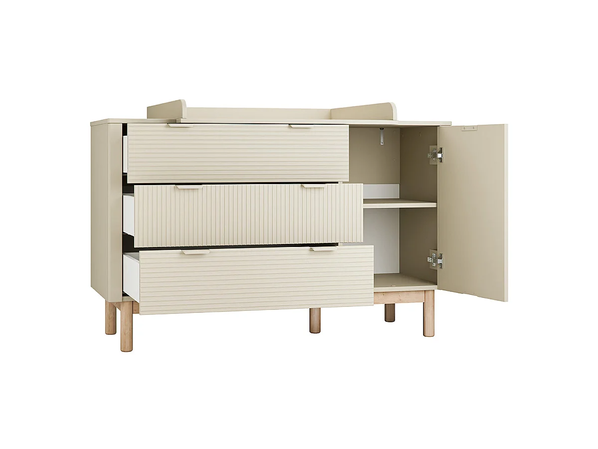 Commode 3 tiroirs 1 porte Miloo Champagne