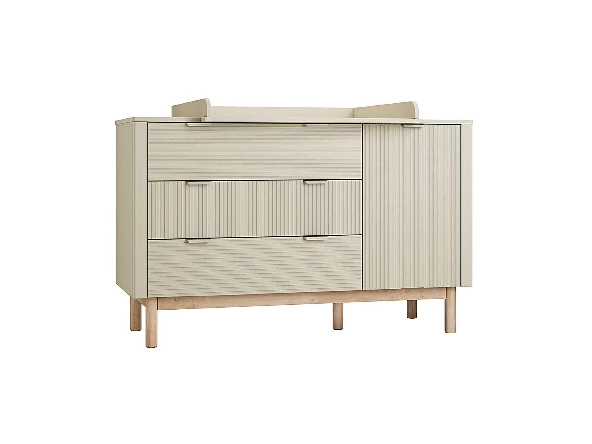 Commode 3 tiroirs 1 porte Miloo Champagne