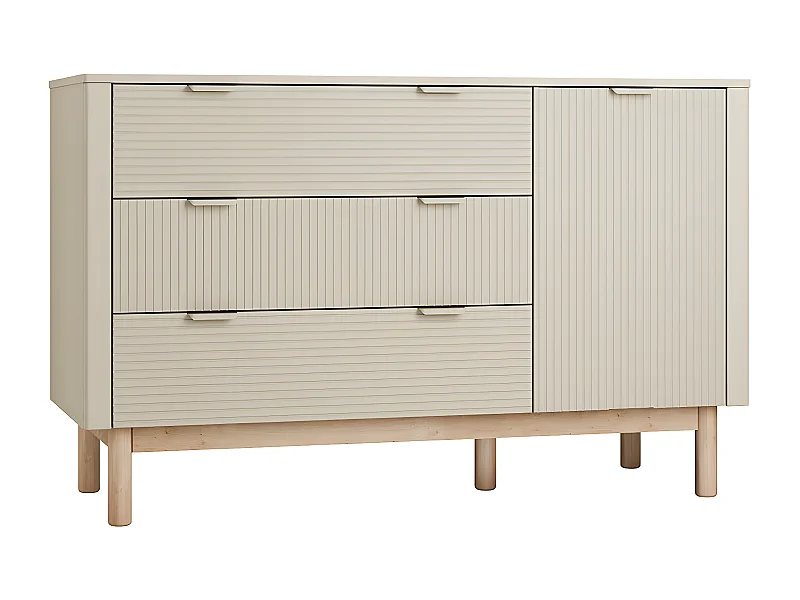 Commode 3 tiroirs 1 porte Miloo Champagne