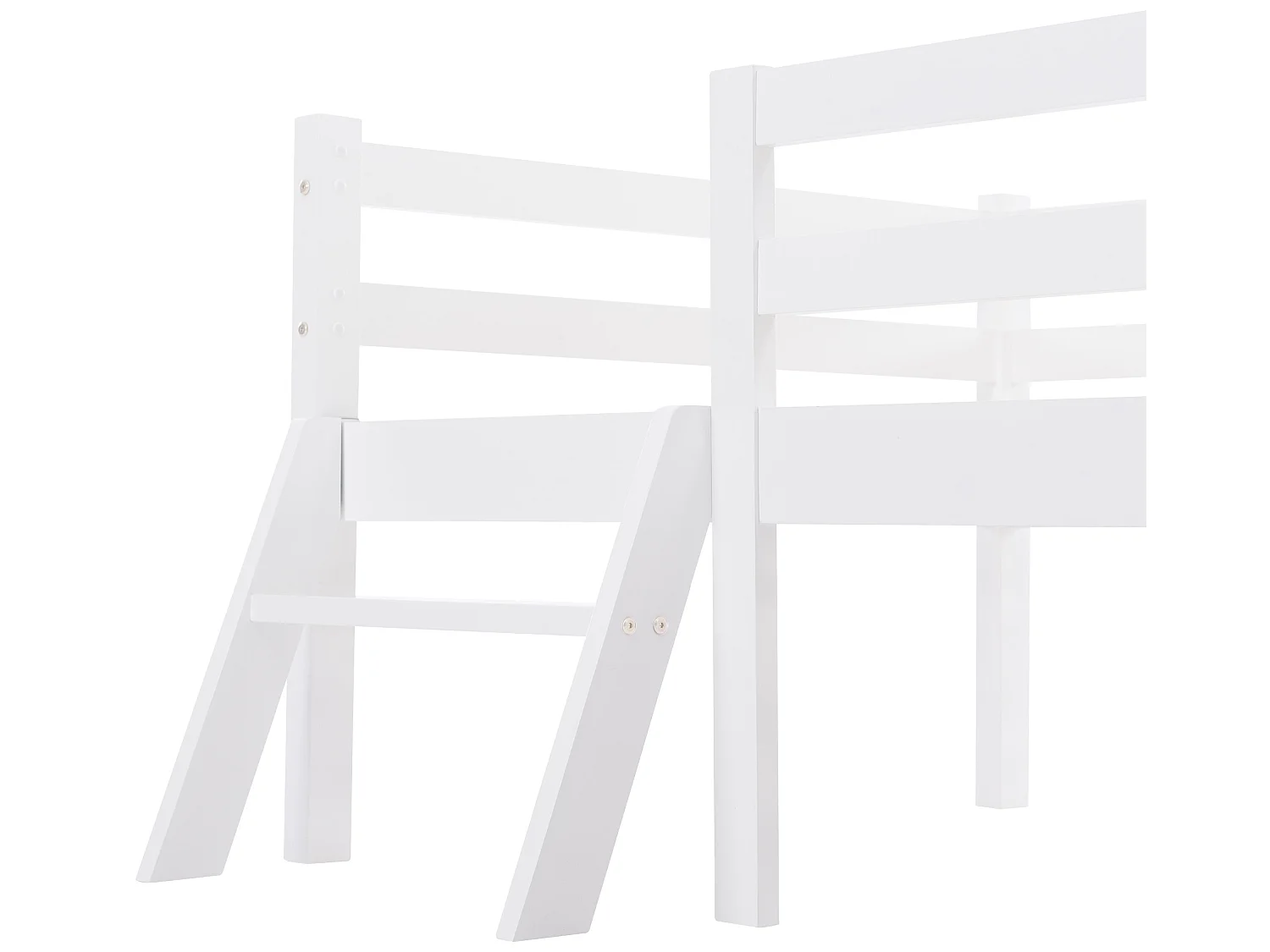 Letto a soppalco 90 x 200 cm con scaletta e cassetti - legno massello - bianco