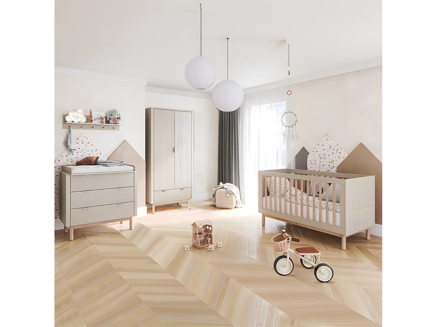 Armoire 2 portes 1 tiroir Miloo Champagne