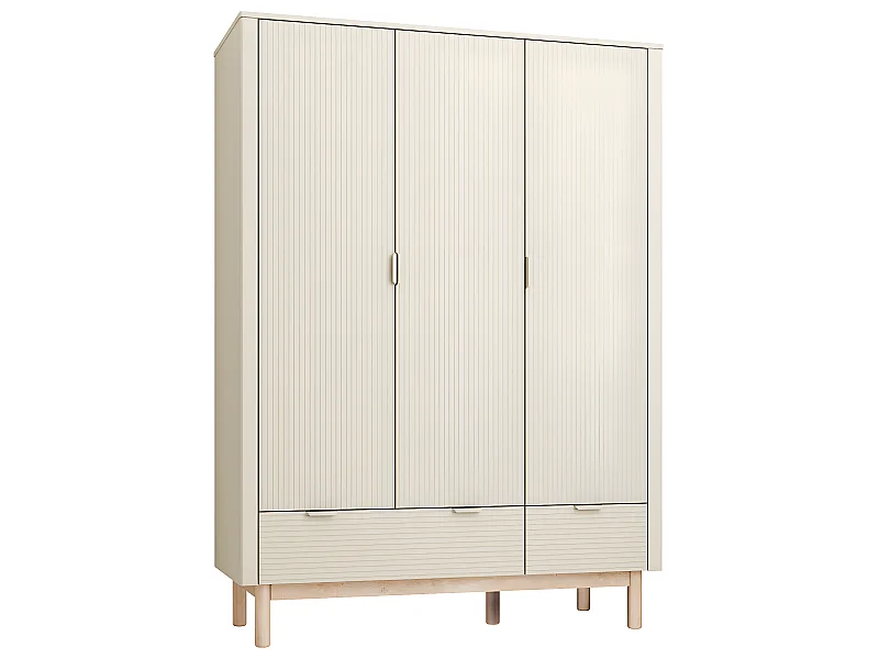 Armoire 3 portes 2 tiroirs Miloo Champagne