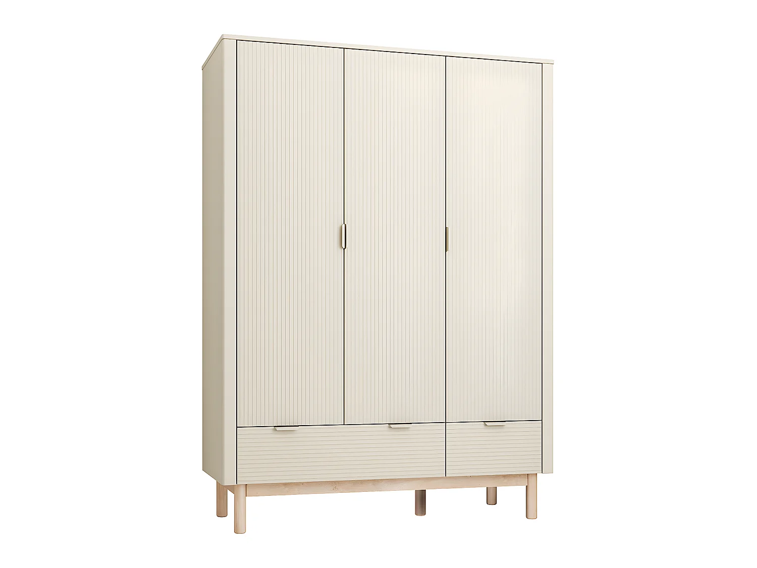 Armoire 3 portes 2 tiroirs Miloo Champagne
