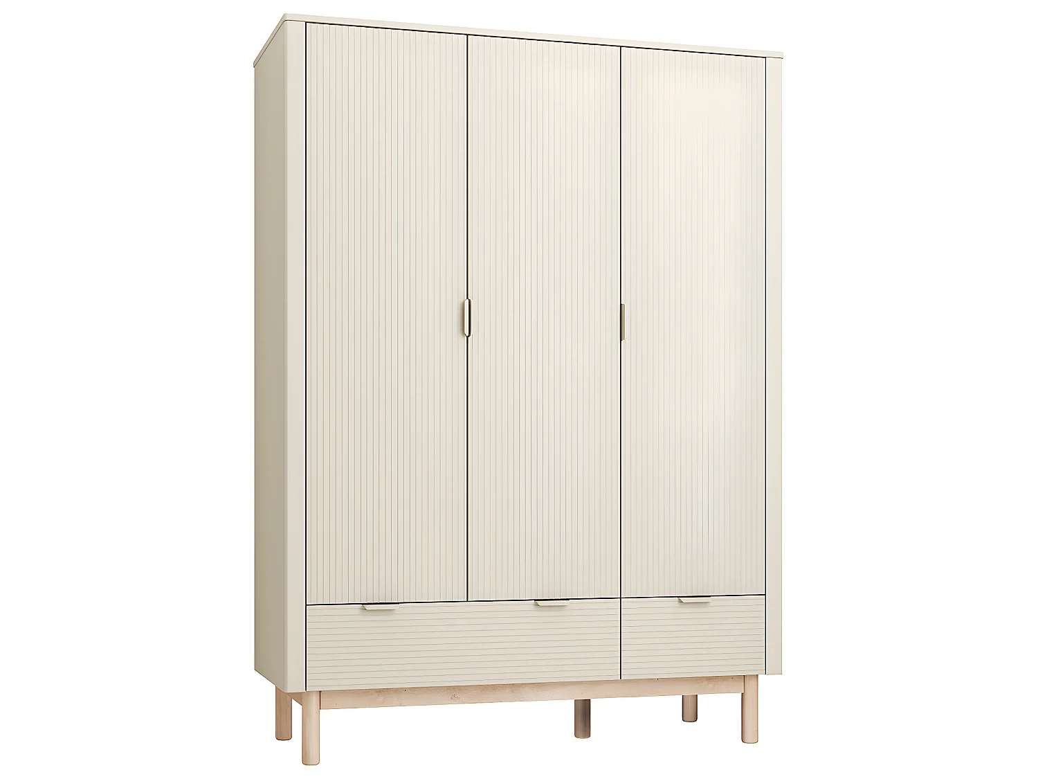 Armoire 3 portes 2 tiroirs Miloo Champagne
