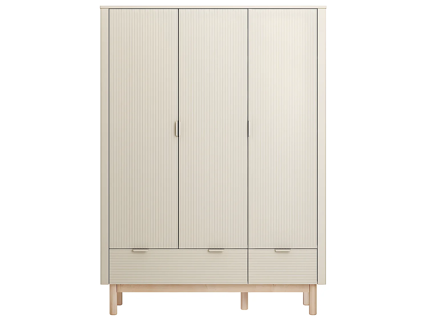 Armoire 3 portes 2 tiroirs Miloo Champagne