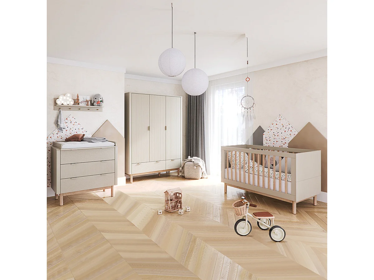 Pinio Miloo Champagne 3-door 2-drawer wardrobe