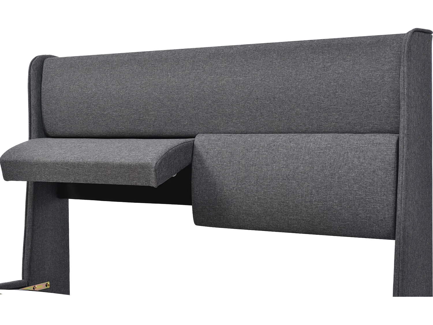 Stauraumbett 140 x 200 cm – Leinenstoff – verstellbare Kopfstützen – graue Farbe