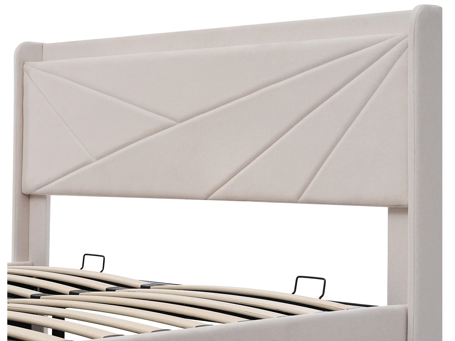 Opbergbed 140 x 200 cm - USB en type C - linnen stof - lattenbodem - beige + matras