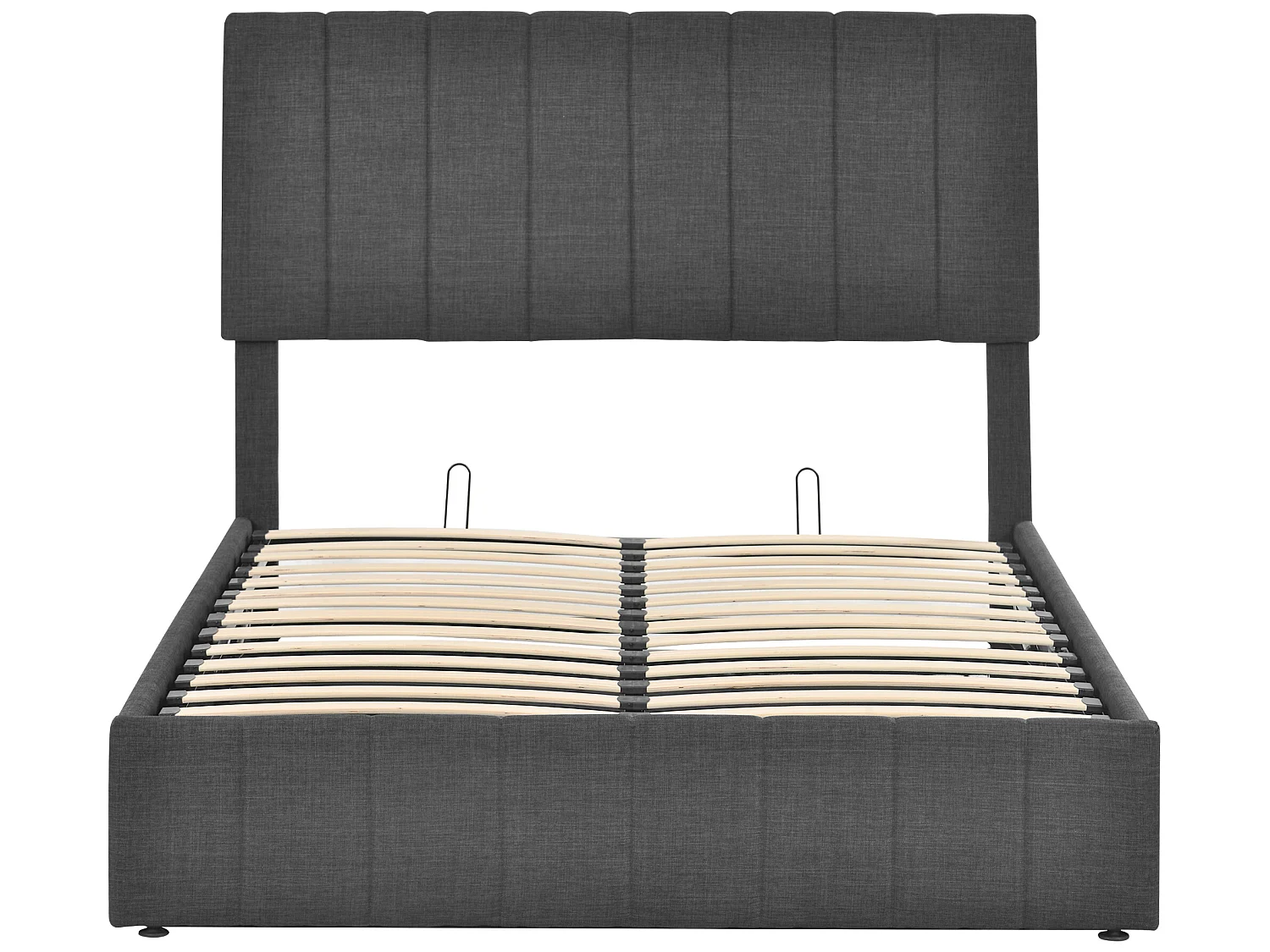 Opbergbed 140 x 200 cm - linnen stof - lattenbodem - kleur grijs + matras