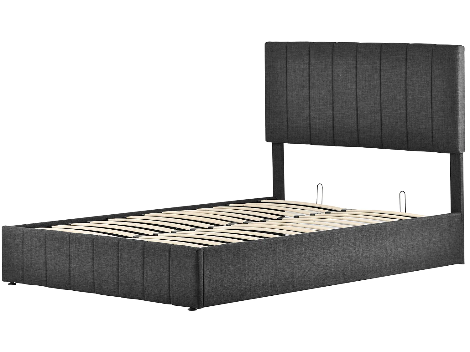 Opbergbed 140 x 200 cm - linnen stof - lattenbodem - kleur grijs + matras