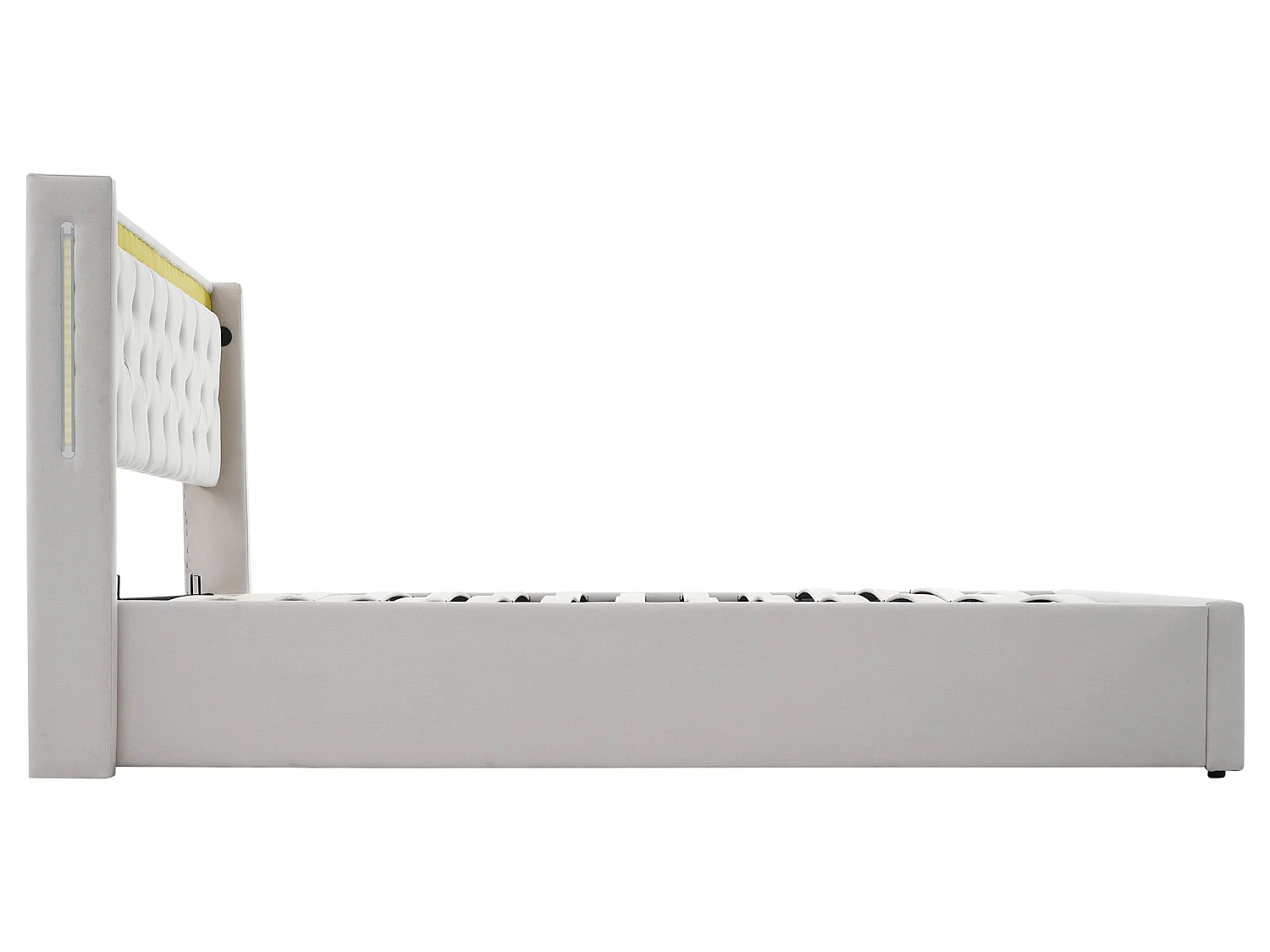 Lit coffre 160 x 200 cm - coton - USB Type C et LEDs - coloris beige + matelas