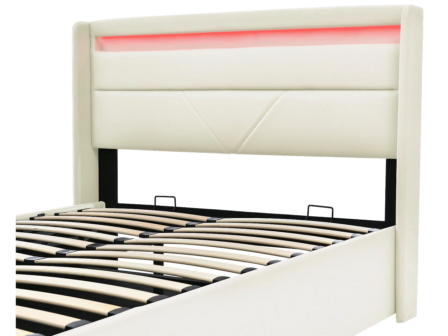 Lit coffre 160 x 200 cm - cuir pu - LEDs - blanc + matelas