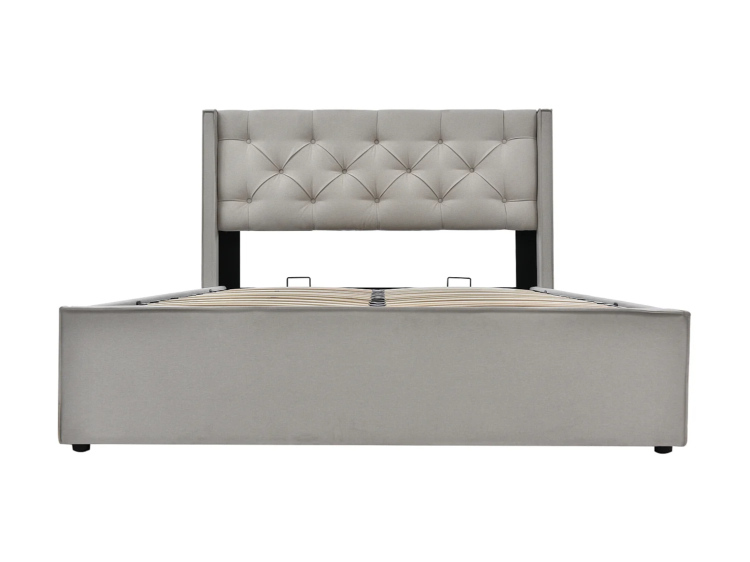 Lit coffre 140 x 200 cm - lin - sommier à lattes - gris clair