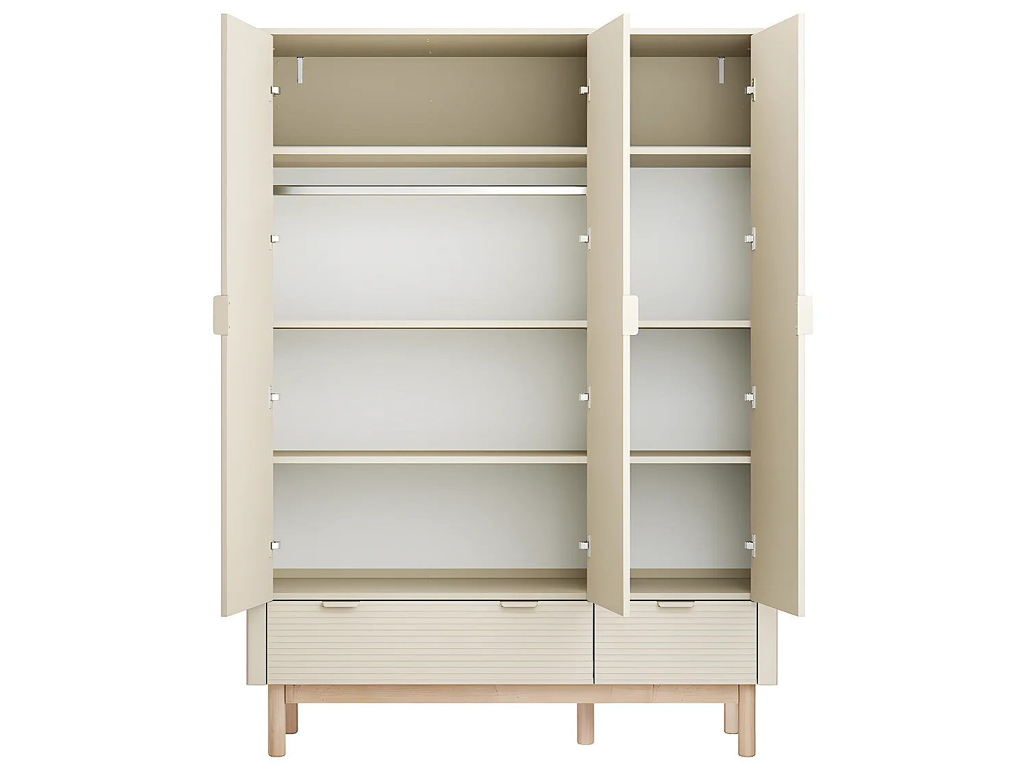 Chambre complète lit évolutif 70x140 commode à langer et armoire 3 portes Miloo Champagne