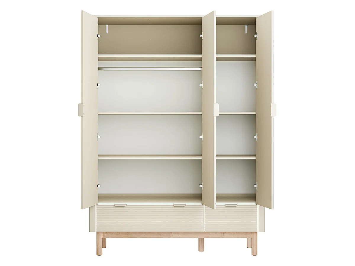 Chambre complète lit évolutif 70x140 commode à langer et armoire 3 portes Miloo Champagne