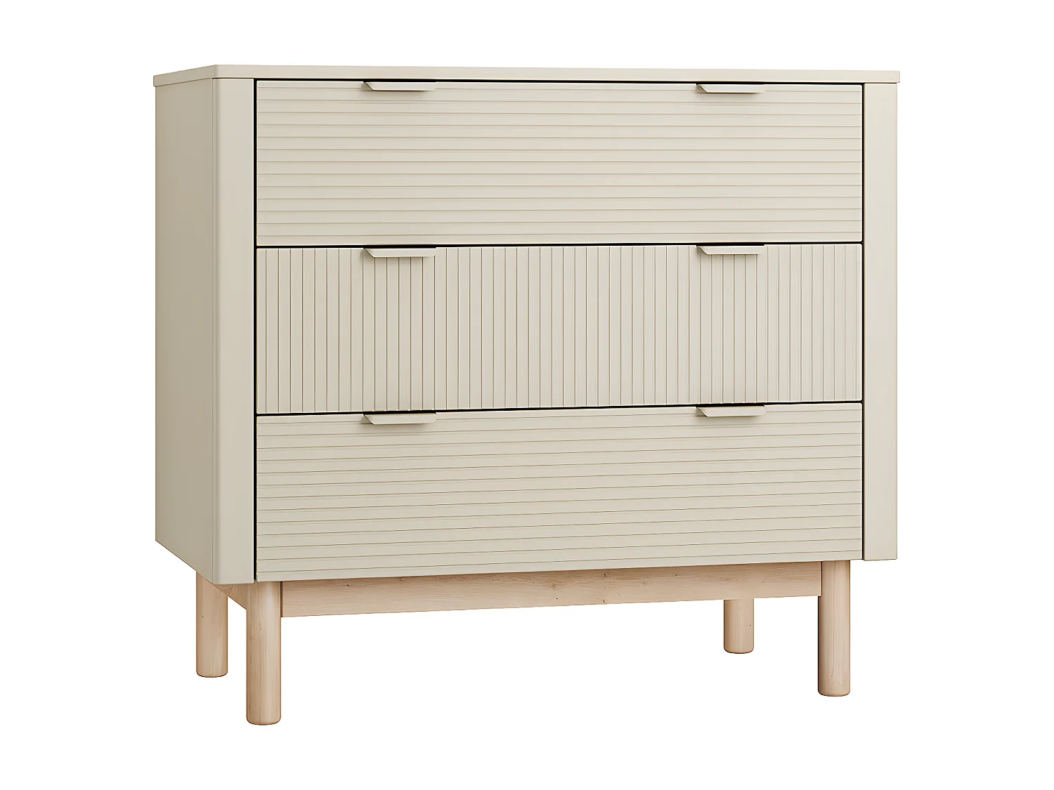 Lit évolutif 60x120 et commode 3 tiroirs Miloo Champagne