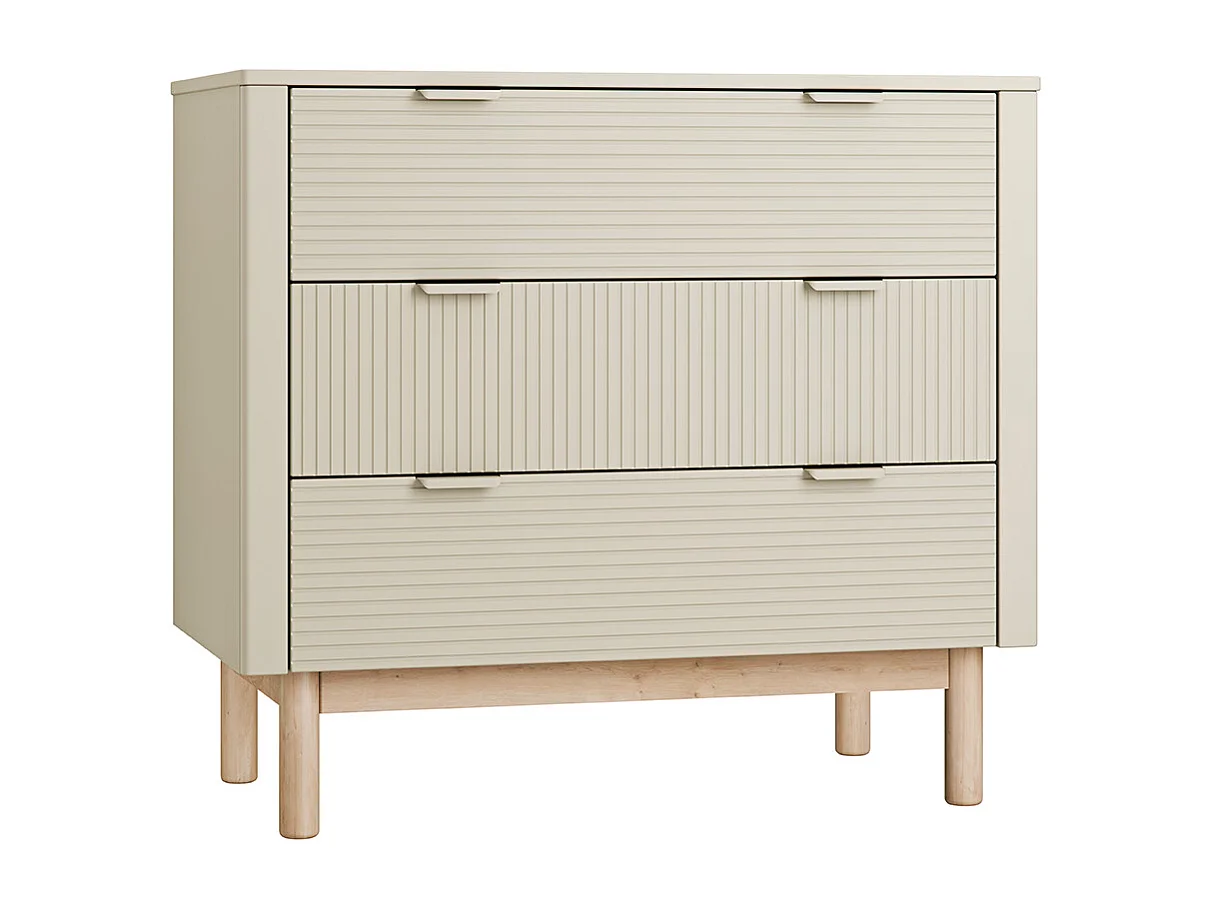 Lit évolutif 60x120 et commode 3 tiroirs Miloo Champagne