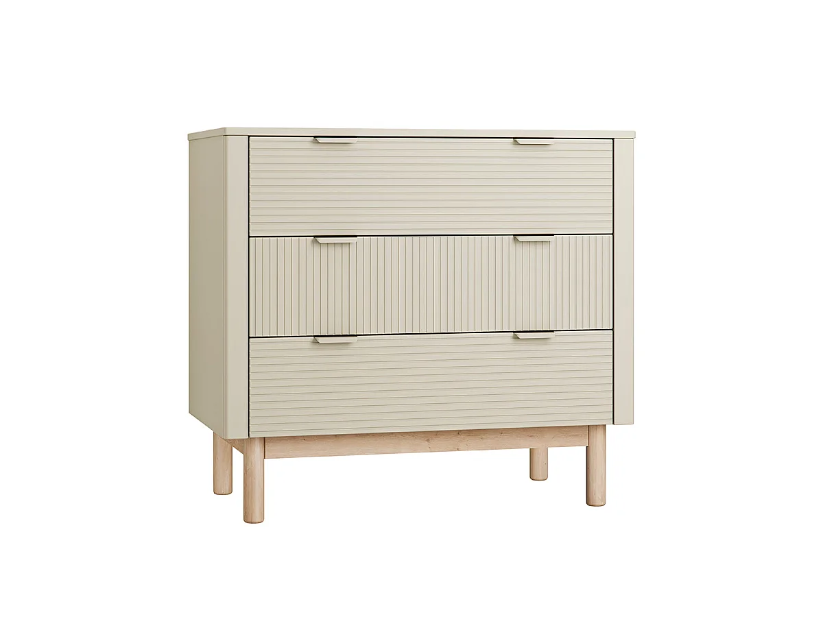 Lit évolutif 70x140 et commode 3 tiroirs Pinio Miloo Champagne