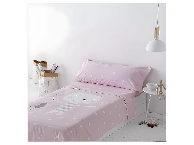 Juego de sabanas Infantil/Juvenil Jorge Pink 100% ALGODÓN  Cama de 90 .