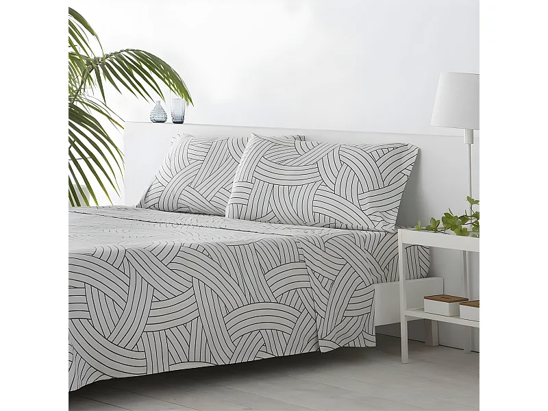 Juego de sábanas SALINAS microfibra hipoalergénica gris Cama 90