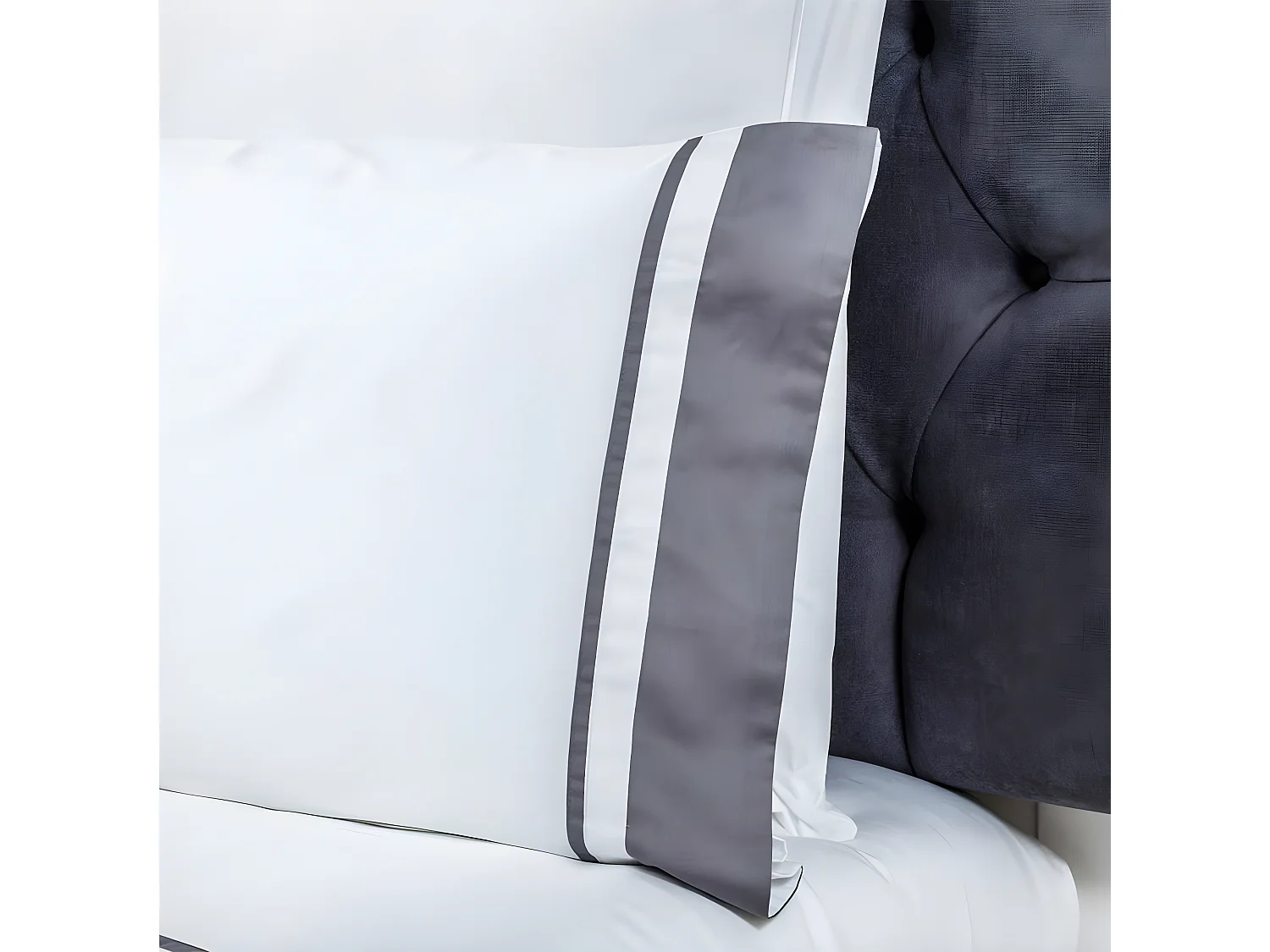 Juego de sábanas satén algodón egipcio 300 blanco gris  Cama 180