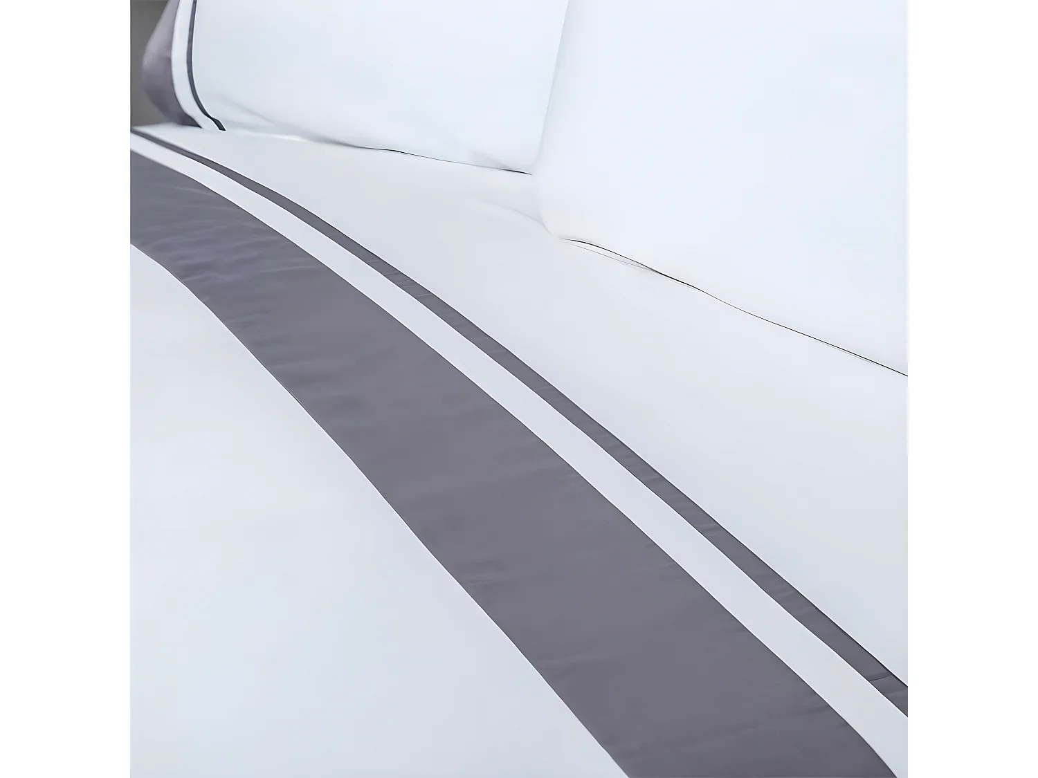 Juego de sábanas satén algodón egipcio 300 blanco gris  Cama 180