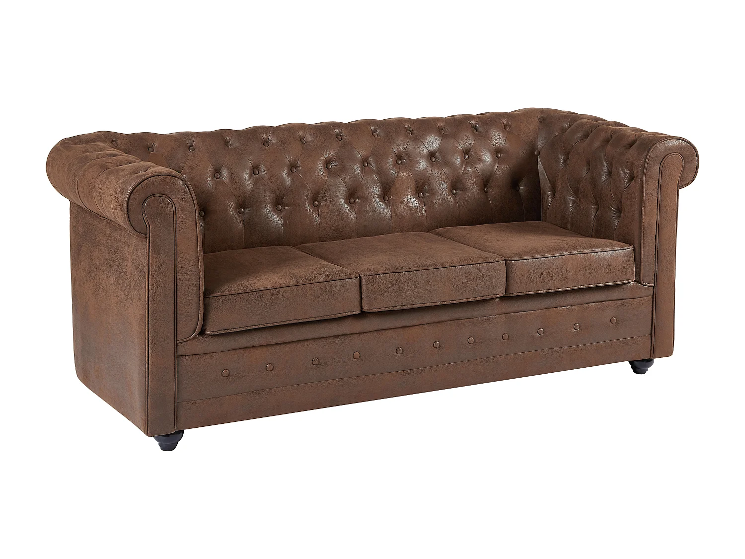 Driezits-slaapbank van microvezel met verouderd leereffect CHESTERFIELD