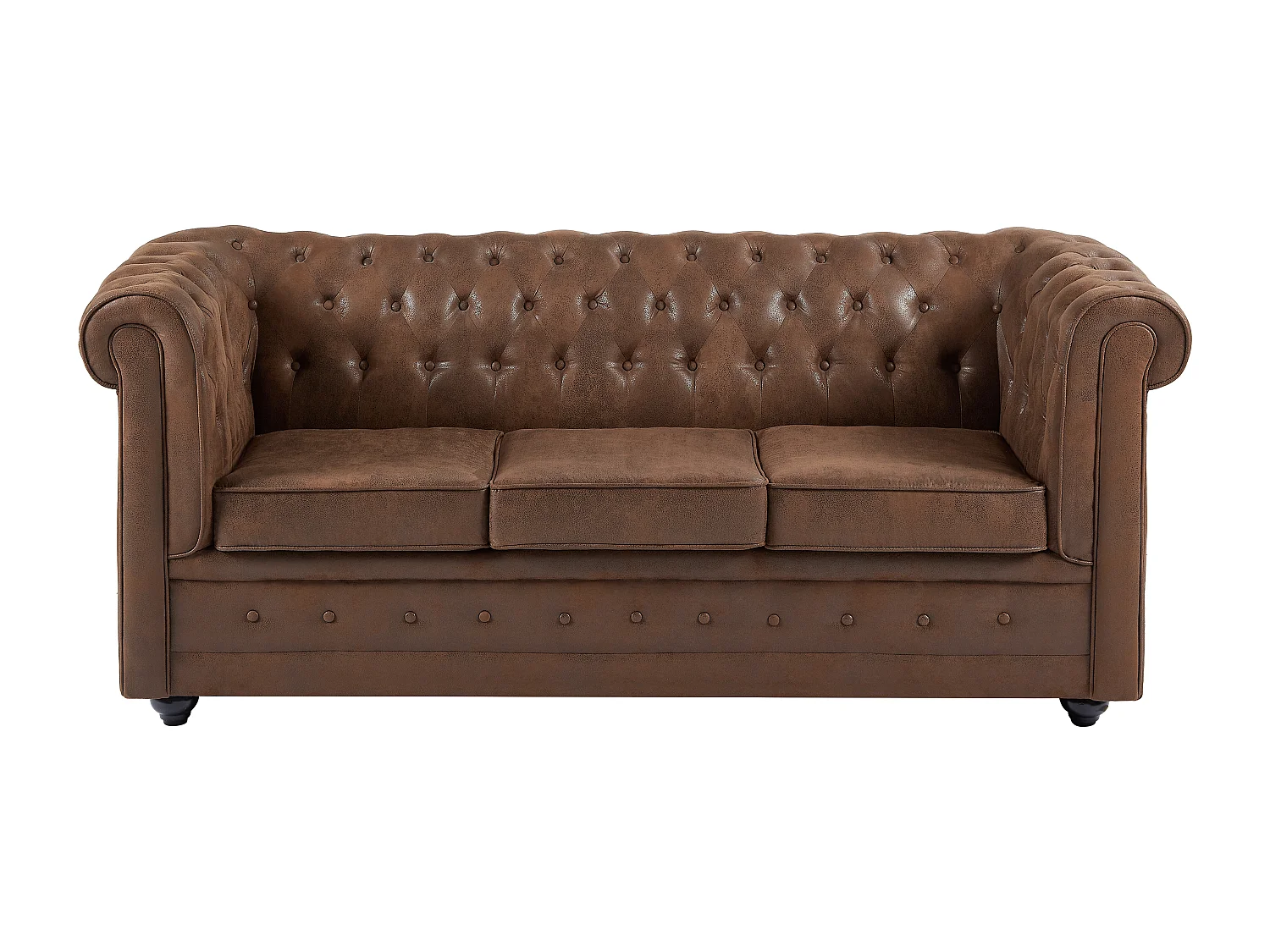 Canapé 3 places convertible en microfibre aspect cuir vieilli CHESTERFIELD