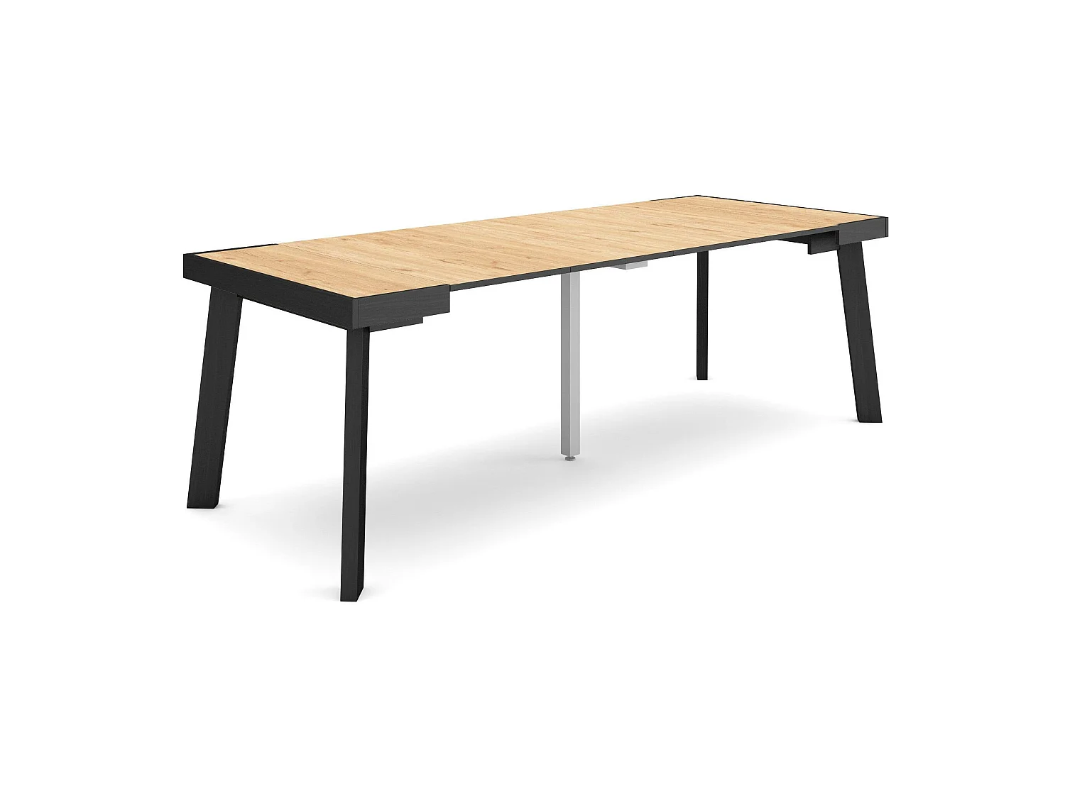 Mesa Consola extensible, 222x90x73cm, Para 10 comensales, Patas de madera, Roble