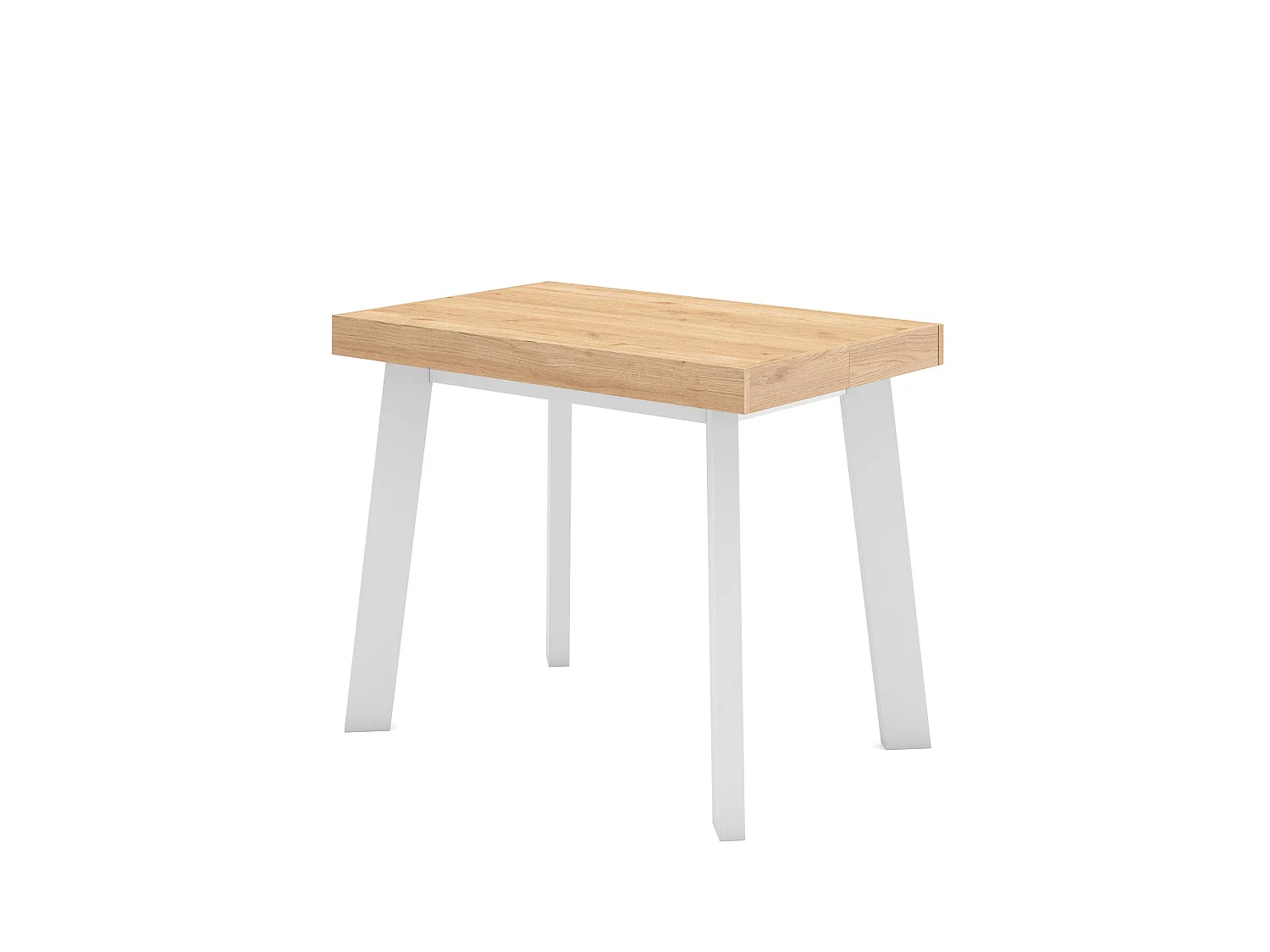 Mesa Consola extensible, 160x90x73cm, Para 8 comensales, Patas de madera, Roble y blanco