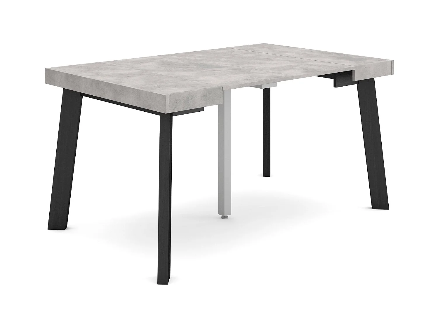 Ausziehbarertisch, 140x90x73cm, Für 6 Gäste, Hölzerne Beine, Zement