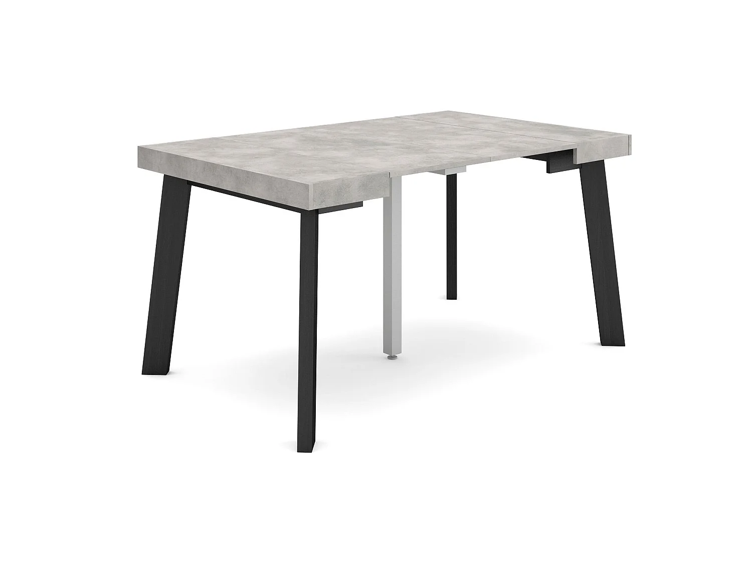 Uitschuifbare Consoletafel, 140x90x73cm, Voor 6 personen, Houten poten, Cement
