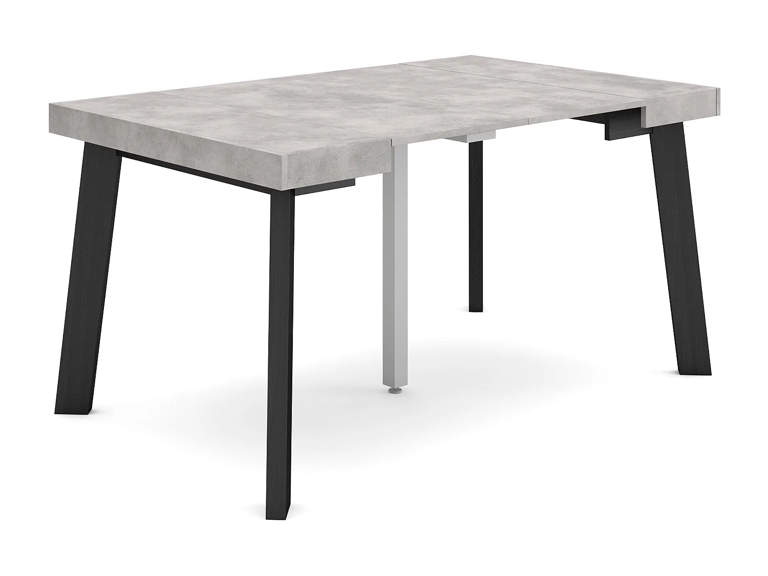 Uitschuifbare Consoletafel, 140x90x73cm, Voor 6 personen, Houten poten, Cement