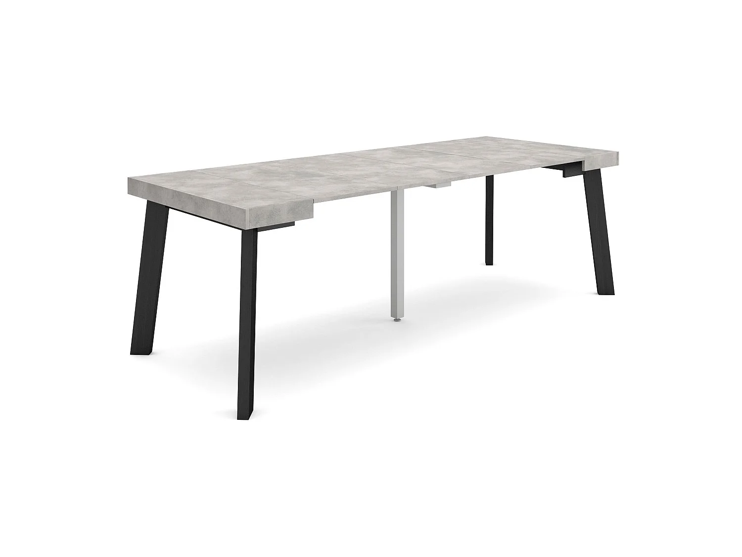 Table console extensible, 222x90x73cm, Pour 10 personnes, Pieds en bois, Ciment