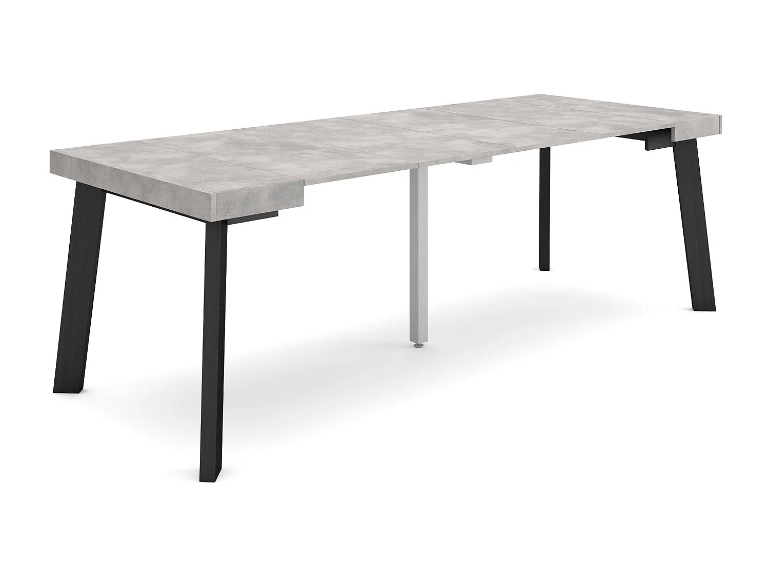 Mesa Consola Extensível, 222x90x73cm, Para 10 pessoas, Pés de madeira, Cimento