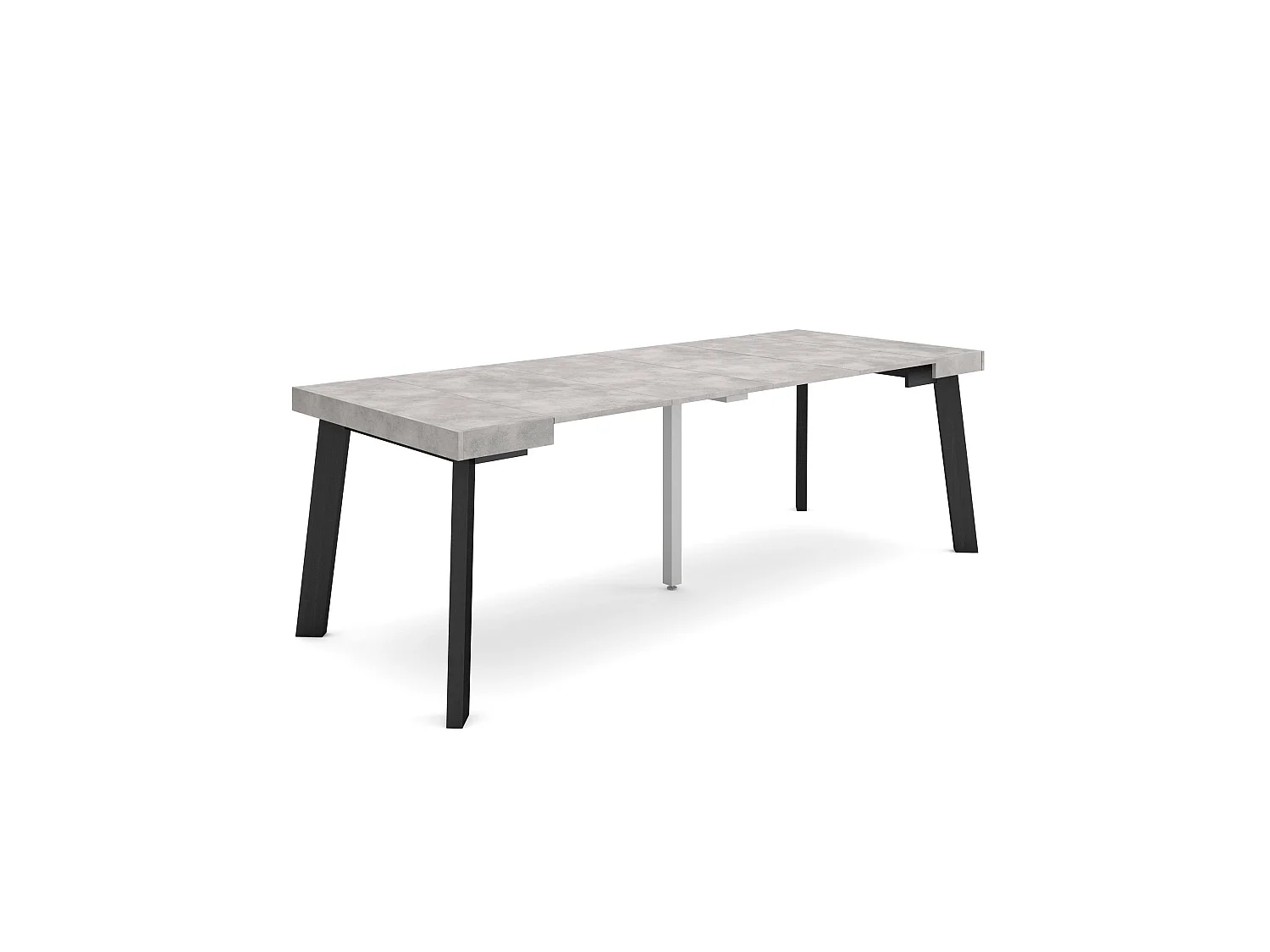 Table console extensible, 222x90x73cm, Pour 10 personnes, Pieds en bois, Ciment