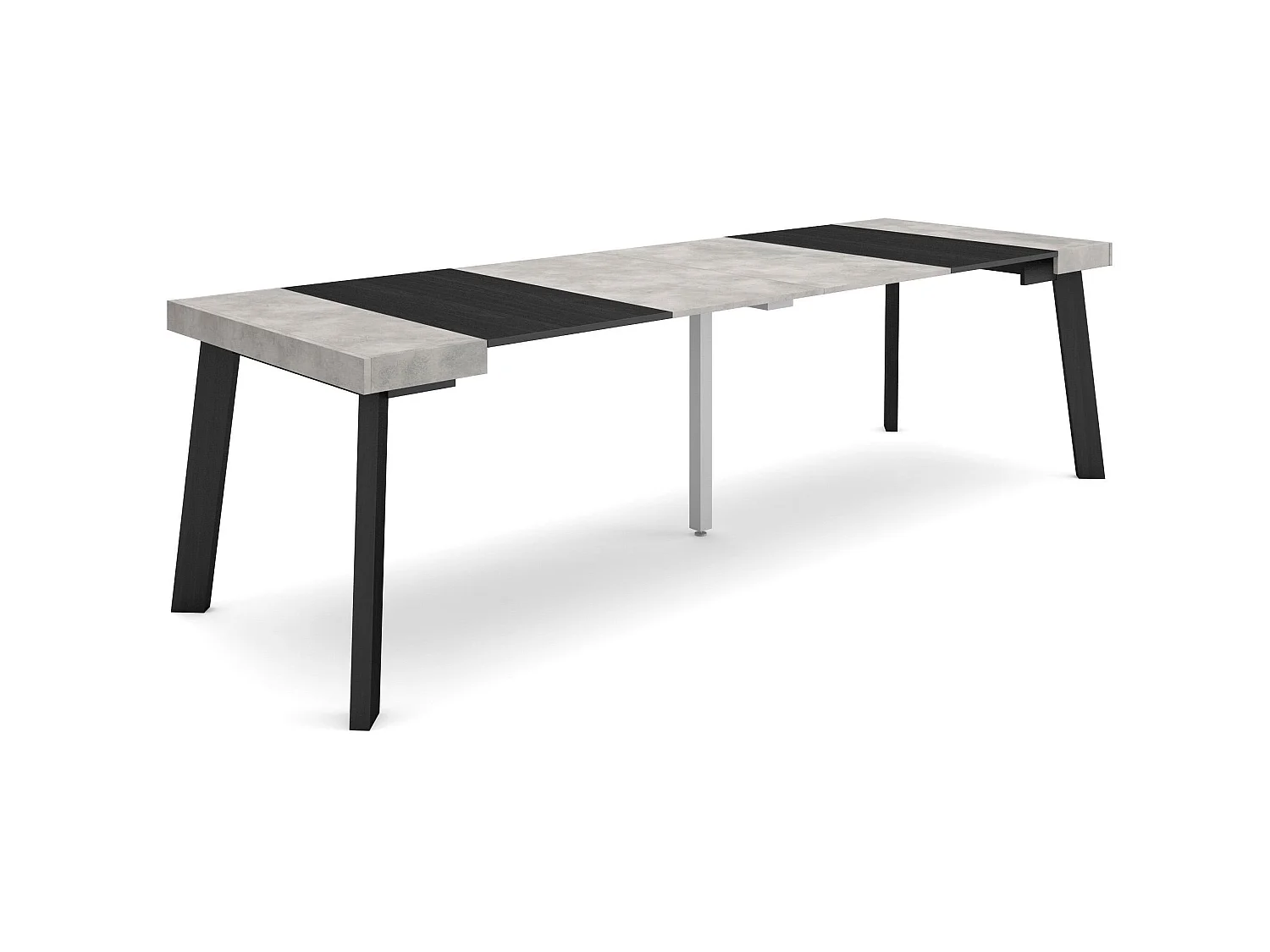 Table console extensible, 262x90x73cm, Pour 12 personnes, Pieds en bois, Ciment